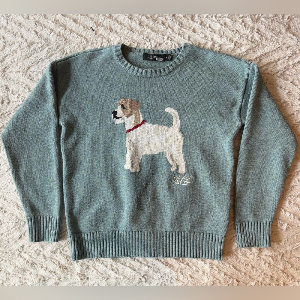 Women's Ralph Lauren Green Classic Beagle Crew Neck Sweater